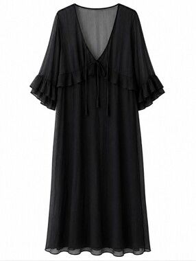 Black maxi dress with ruffle sleeves Size 12  #party